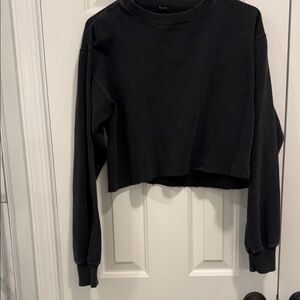 John Golt Black Cropped Sweatshirt